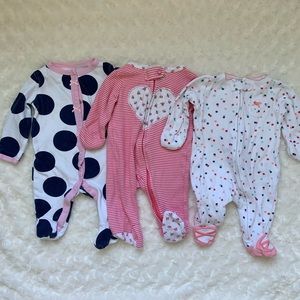5 for $25 EUC baby girl footie sleepers
